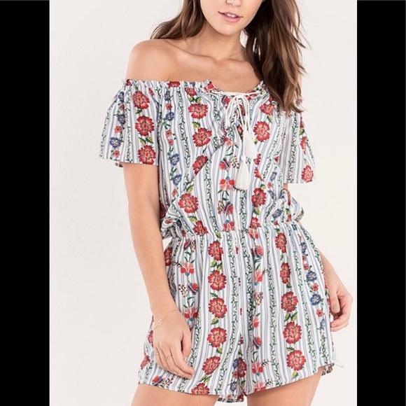 Miss Me Pants - Miss Me Blue Floral OTS Romper